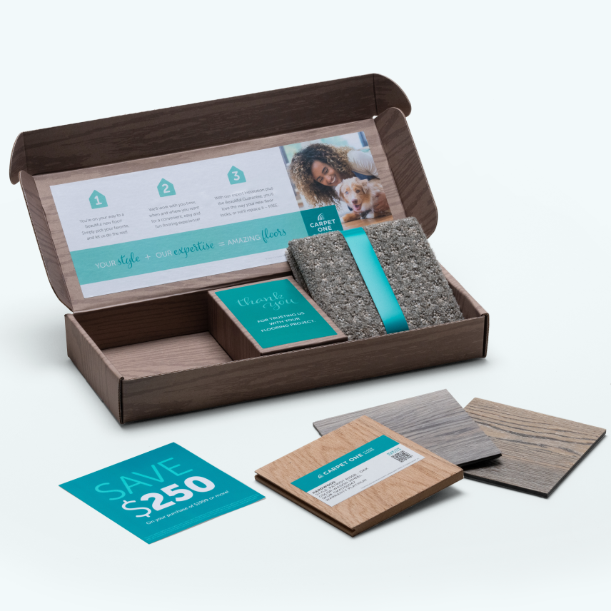 Sample box offered for flooring samples at B & S Carpet One