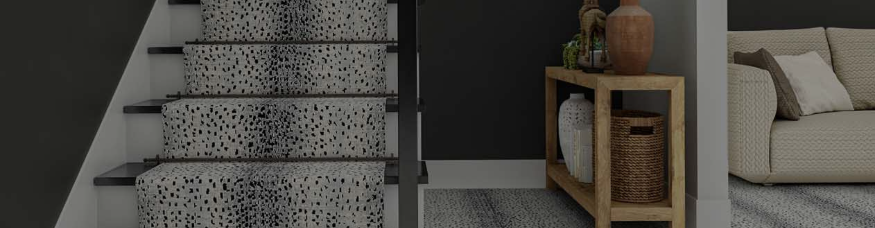 Black and white animal printed stair runners